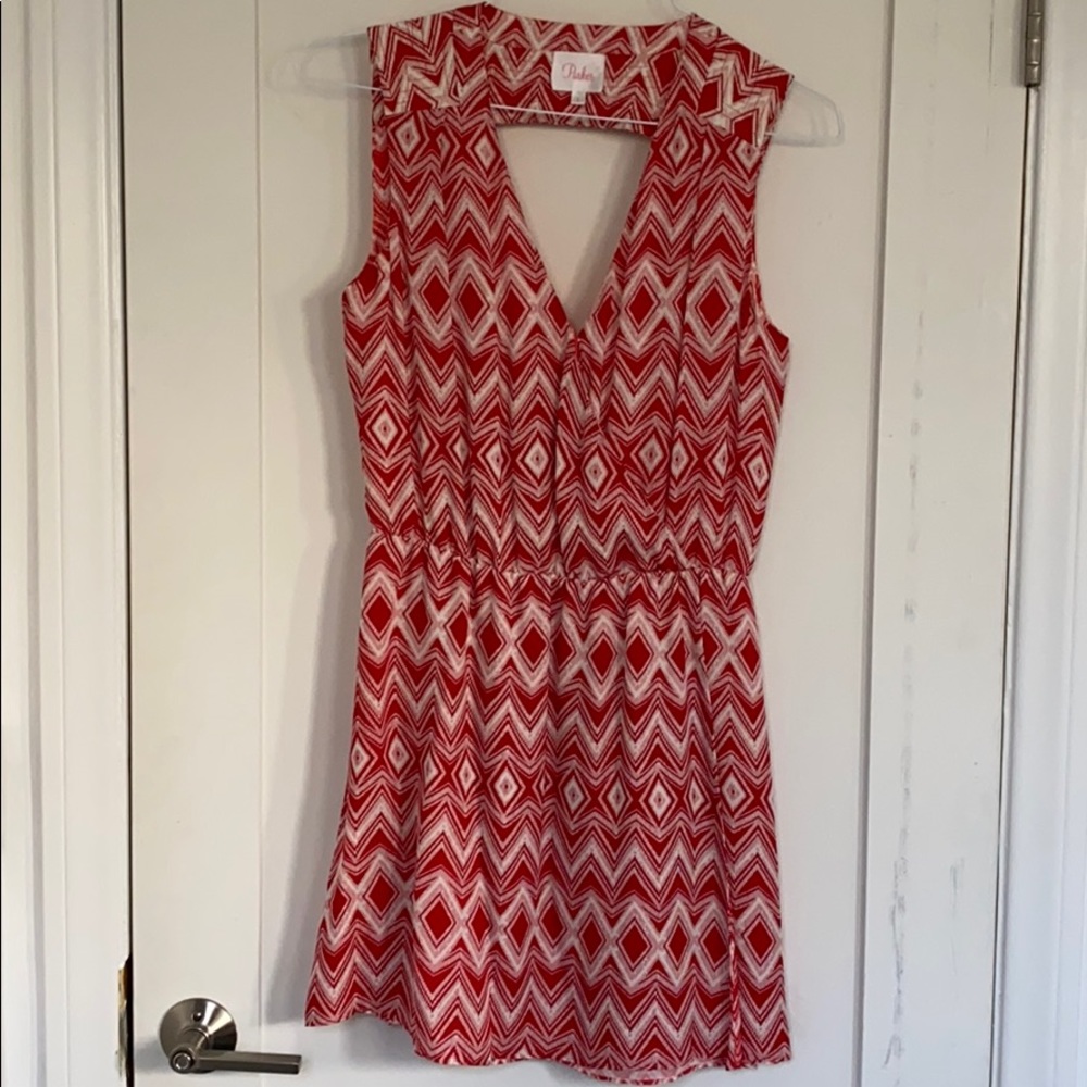 Parker Silk open back faux wrap mini dress SZ S